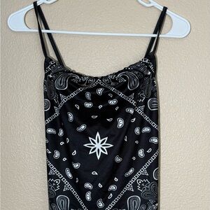 Black Bandana Print Women's Top